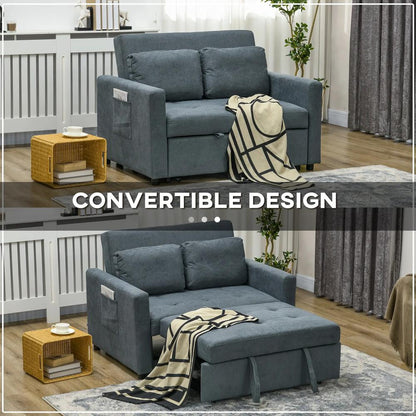 HOMCOM Loveseat Sofa Bed, Convertible Bed Settee with 2 Pillows, Side Pockets Additional View 15