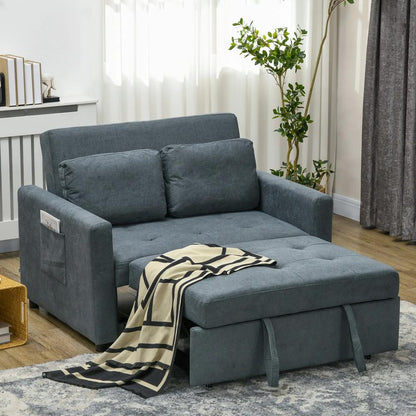HOMCOM Loveseat Sofa Bed, Convertible Bed Settee with 2 Pillows, Side Pockets Additional View 21