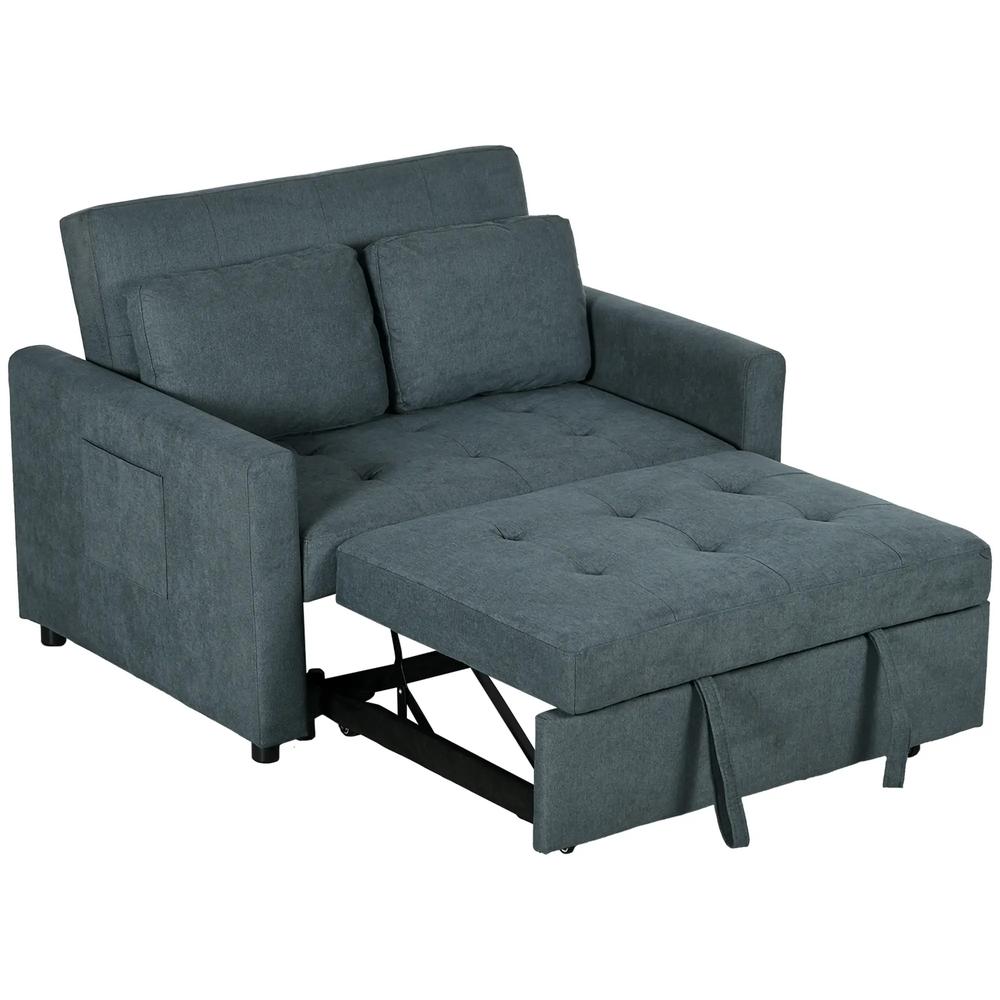 HOMCOM Loveseat Sofa Bed, Convertible Bed Settee with 2 Pillows, Side Pockets Additional View 22