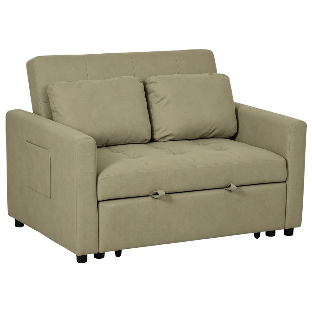 HOMCOM Loveseat Sofa Bed, Convertible Bed Settee with 2 Pillows, Side Pockets Additional View 23