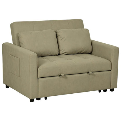 HOMCOM Loveseat Sofa Bed, Convertible Bed Settee with 2 Pillows, Side Pockets Additional View 23