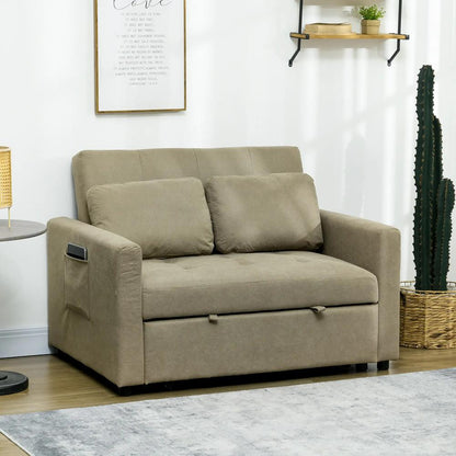 HOMCOM Loveseat Sofa Bed, Convertible Bed Settee with 2 Pillows, Side Pockets Additional View 24