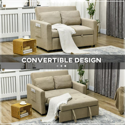 HOMCOM Loveseat Sofa Bed, Convertible Bed Settee with 2 Pillows, Side Pockets Additional View 26