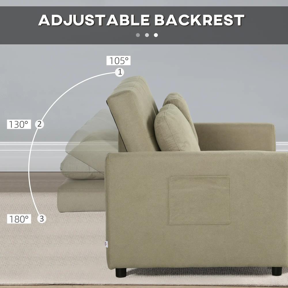 HOMCOM Loveseat Sofa Bed, Convertible Bed Settee with 2 Pillows, Side Pockets Additional View 27