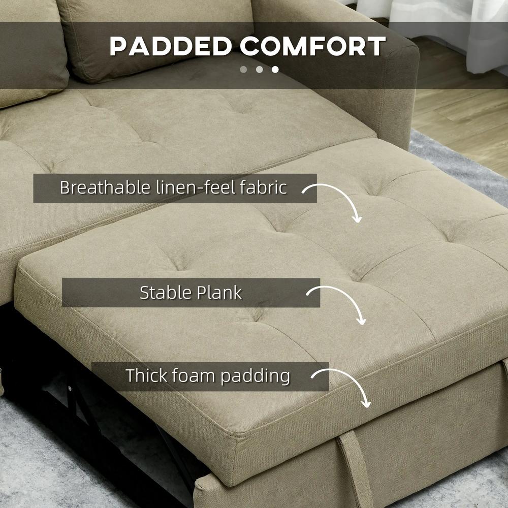 HOMCOM Loveseat Sofa Bed, Convertible Bed Settee with 2 Pillows, Side Pockets Additional View 28