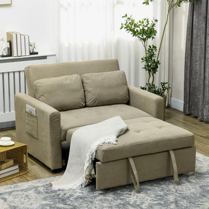 HOMCOM Loveseat Sofa Bed, Convertible Bed Settee with 2 Pillows, Side Pockets Additional View 32