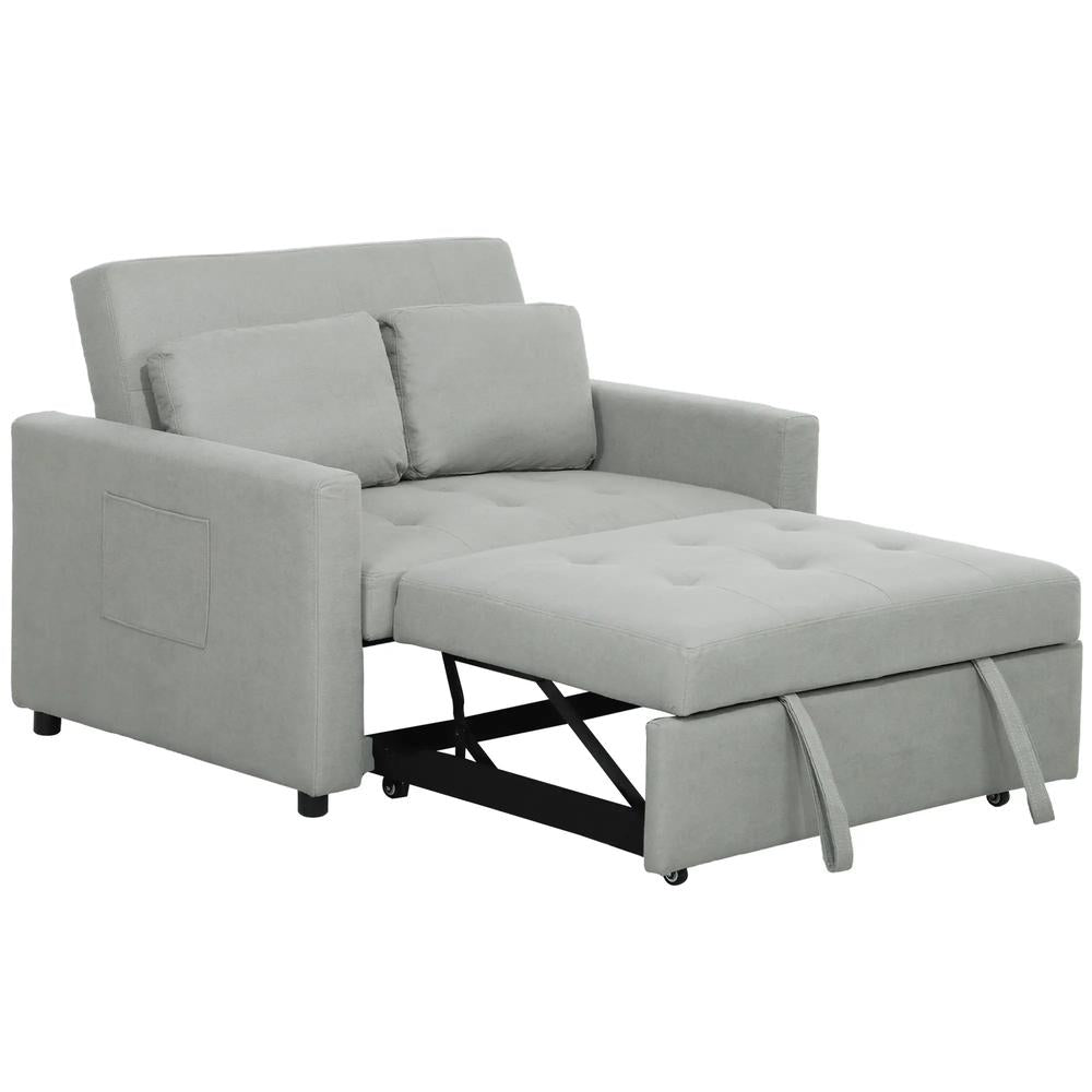 HOMCOM Loveseat Sofa Bed, Convertible Bed Settee with 2 Pillows, Side Pockets Additional View 34