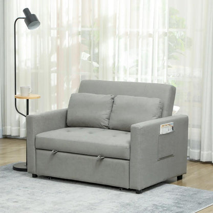 HOMCOM Loveseat Sofa Bed, Convertible Bed Settee with 2 Pillows, Side Pockets Additional View 35