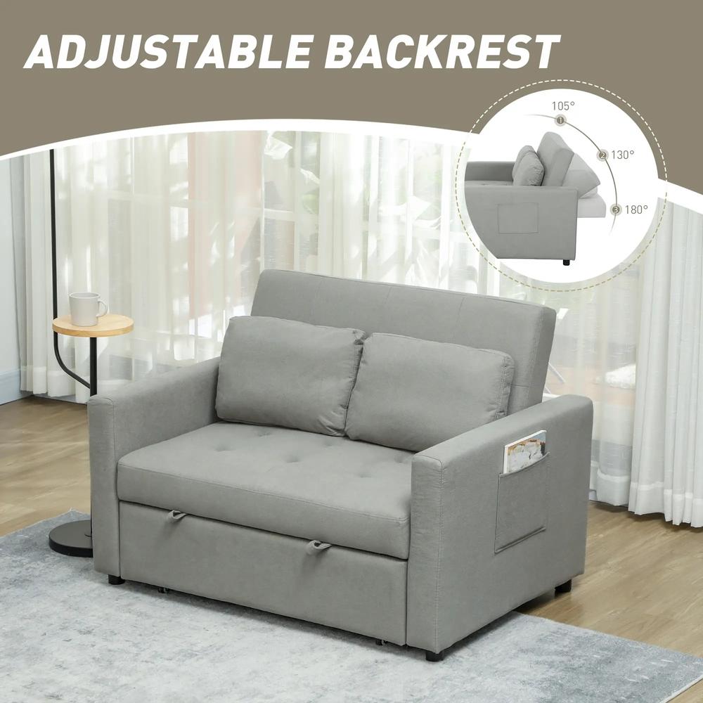 HOMCOM Loveseat Sofa Bed, Convertible Bed Settee with 2 Pillows, Side Pockets Additional View 38