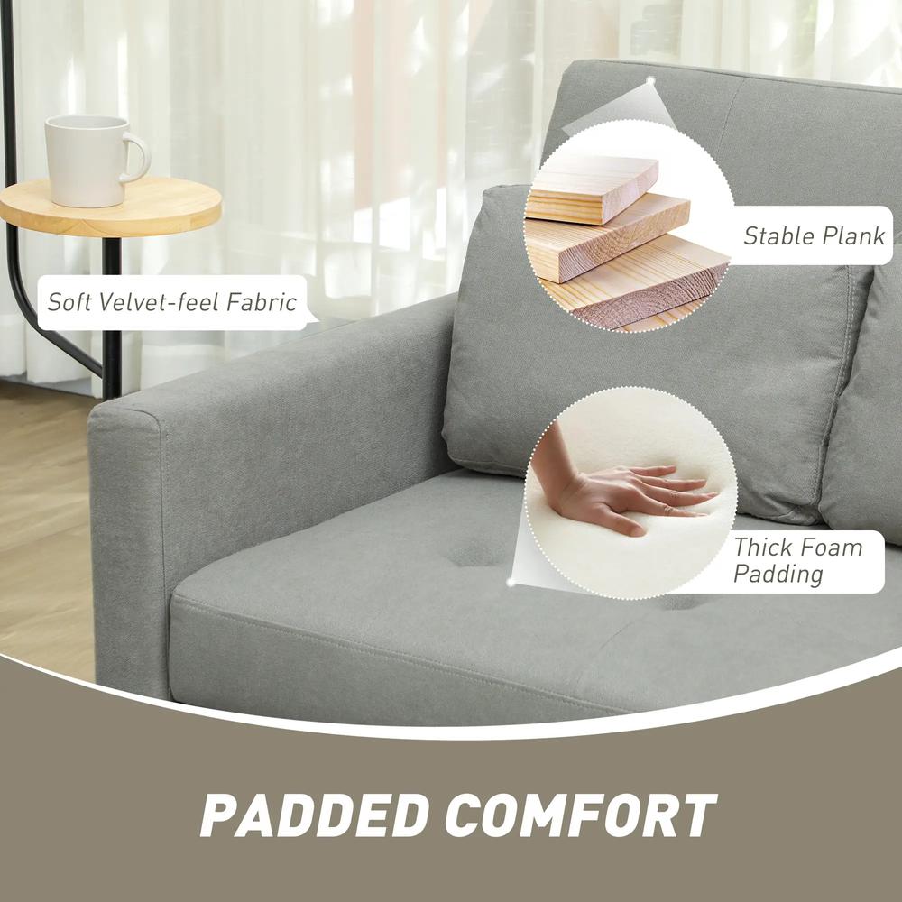HOMCOM Loveseat Sofa Bed, Convertible Bed Settee with 2 Pillows, Side Pockets Additional View 39