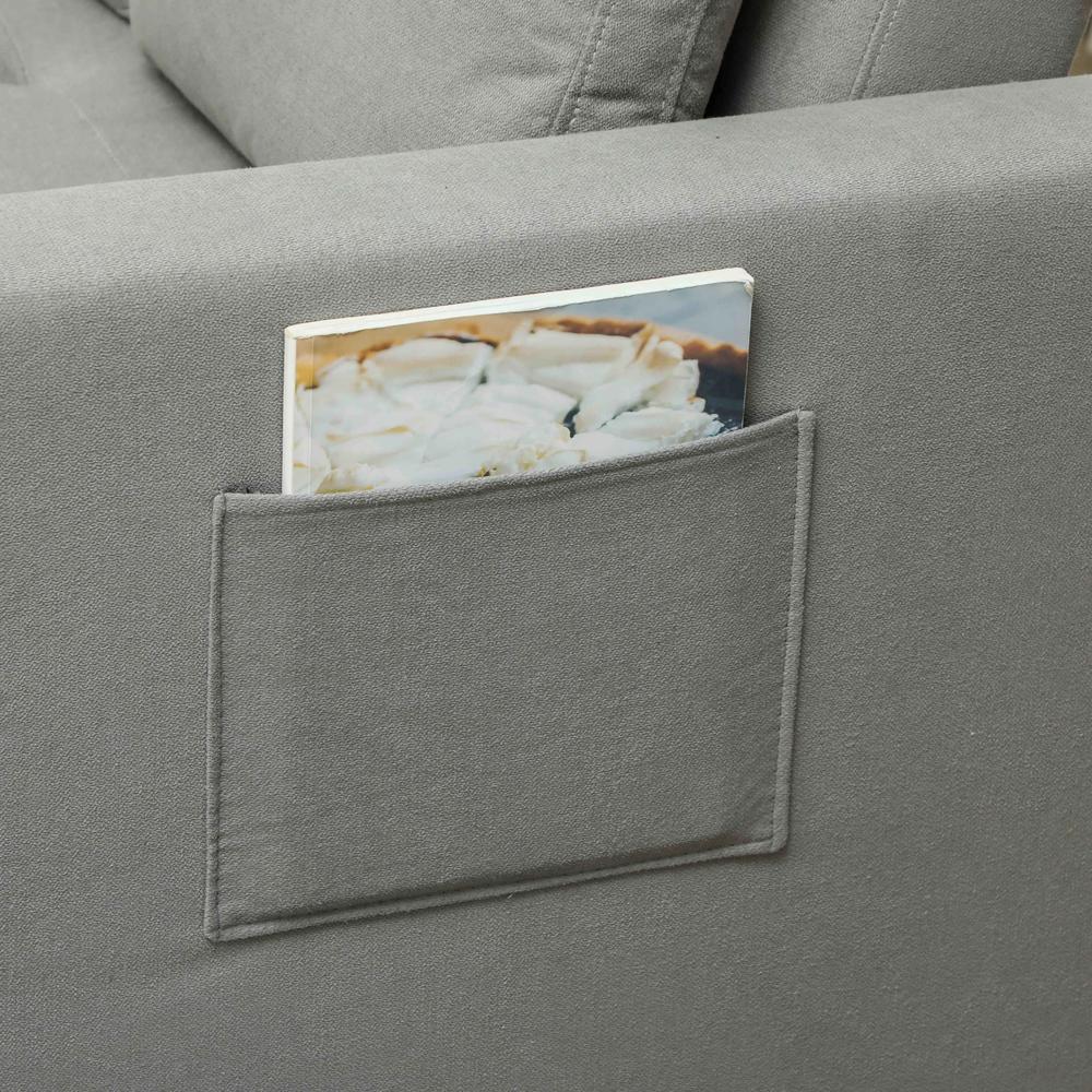 HOMCOM Loveseat Sofa Bed, Convertible Bed Settee with 2 Pillows, Side Pockets Additional View 44