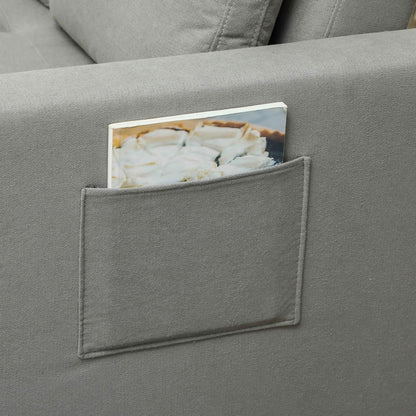 HOMCOM Loveseat Sofa Bed, Convertible Bed Settee with 2 Pillows, Side Pockets Additional View 44