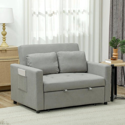 HOMCOM Loveseat Sofa Bed, Convertible Bed Settee with 2 Pillows, Side Pockets Additional View 47
