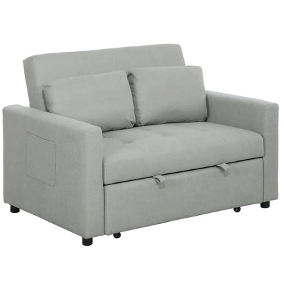 HOMCOM Loveseat Sofa Bed, Convertible Bed Settee with 2 Pillows, Side Pockets Additional View 48
