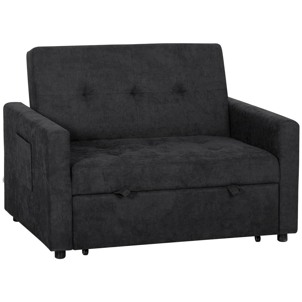 HOMCOM Loveseat Sofa Bed, Convertible Bed Settee with 2 Pillows, Side Pockets Additional View 49