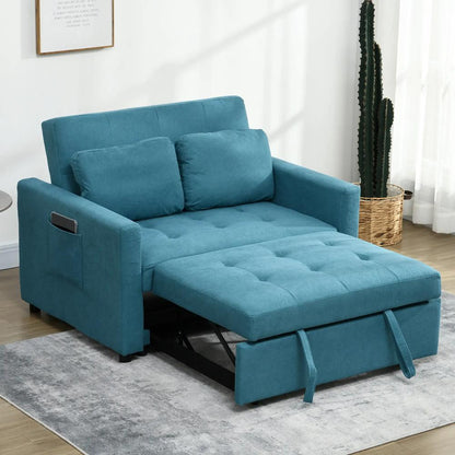 HOMCOM Loveseat Sofa Bed, Convertible Bed Settee with 2 Pillows, Side Pockets Additional View 10