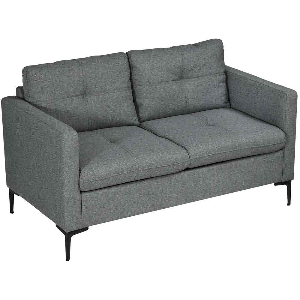 HOMCOM Two-Seater Sofa, with Steel Legs - Grey Additional View 11