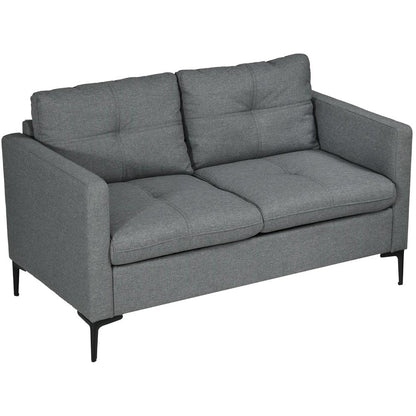 HOMCOM Two-Seater Sofa, with Steel Legs - Grey Additional View 11
