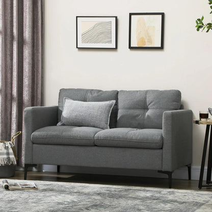 HOMCOM Two-Seater Sofa, with Steel Legs - Grey Additional View 2