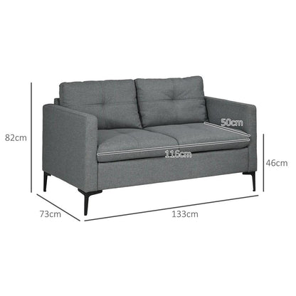 HOMCOM Two-Seater Sofa, with Steel Legs - Grey Additional View 3