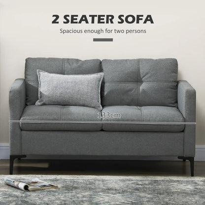 HOMCOM Two-Seater Sofa, with Steel Legs - Grey Additional View 4