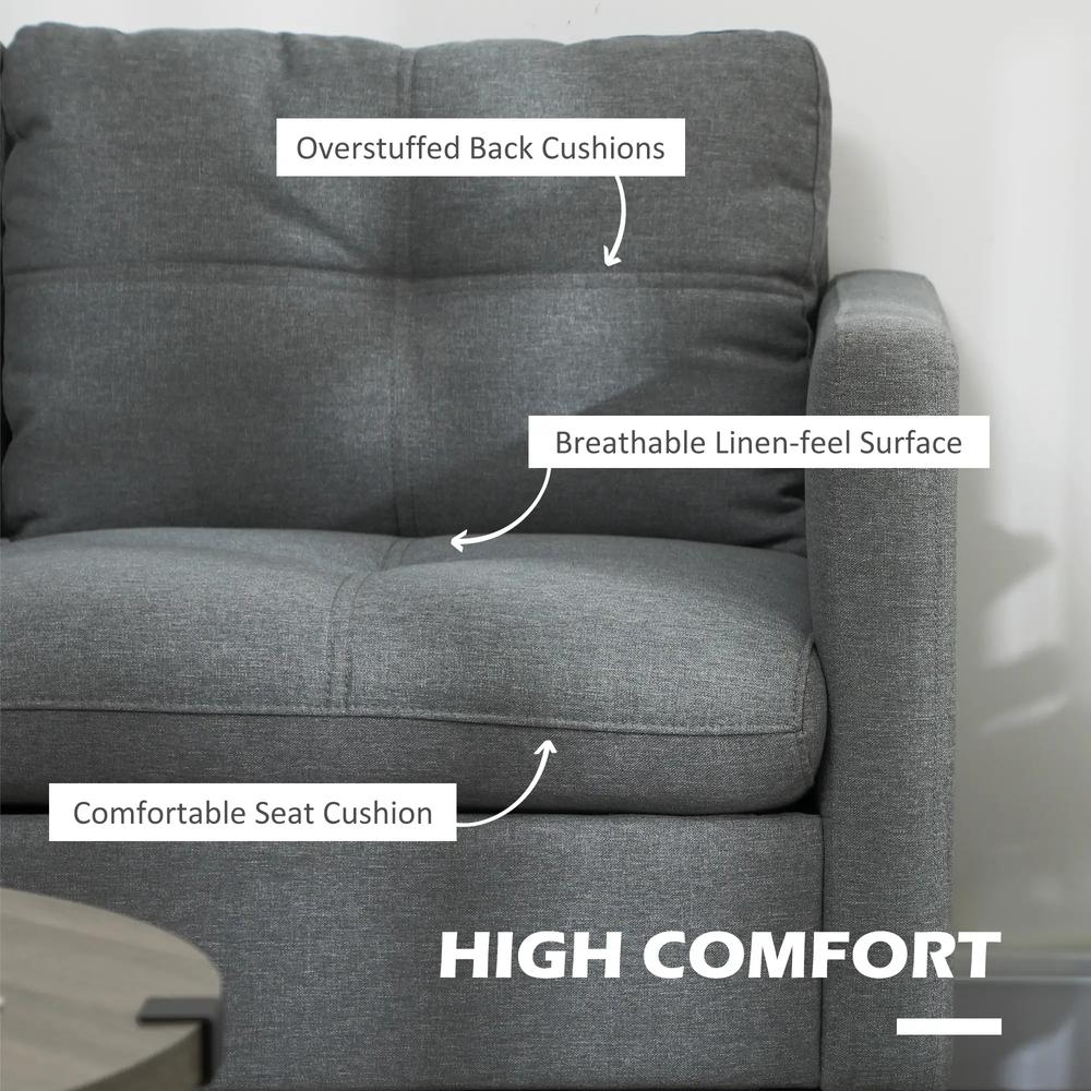 HOMCOM Two-Seater Sofa, with Steel Legs - Grey Additional View 5