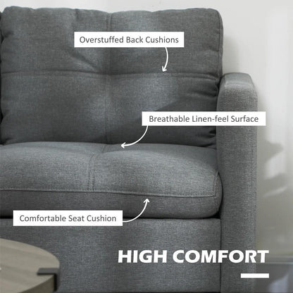 HOMCOM Two-Seater Sofa, with Steel Legs - Grey Additional View 5