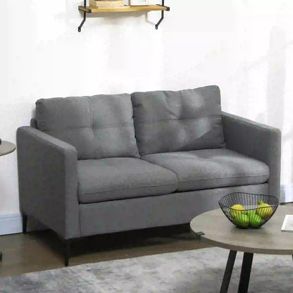 HOMCOM Two-Seater Sofa, with Steel Legs - Grey Additional View 10