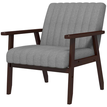 HOMCOM Mid Century Accent Chair, with Wooden Legs - Grey Additional View 11