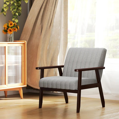 HOMCOM Mid Century Accent Chair, with Wooden Legs - Grey Additional View 10