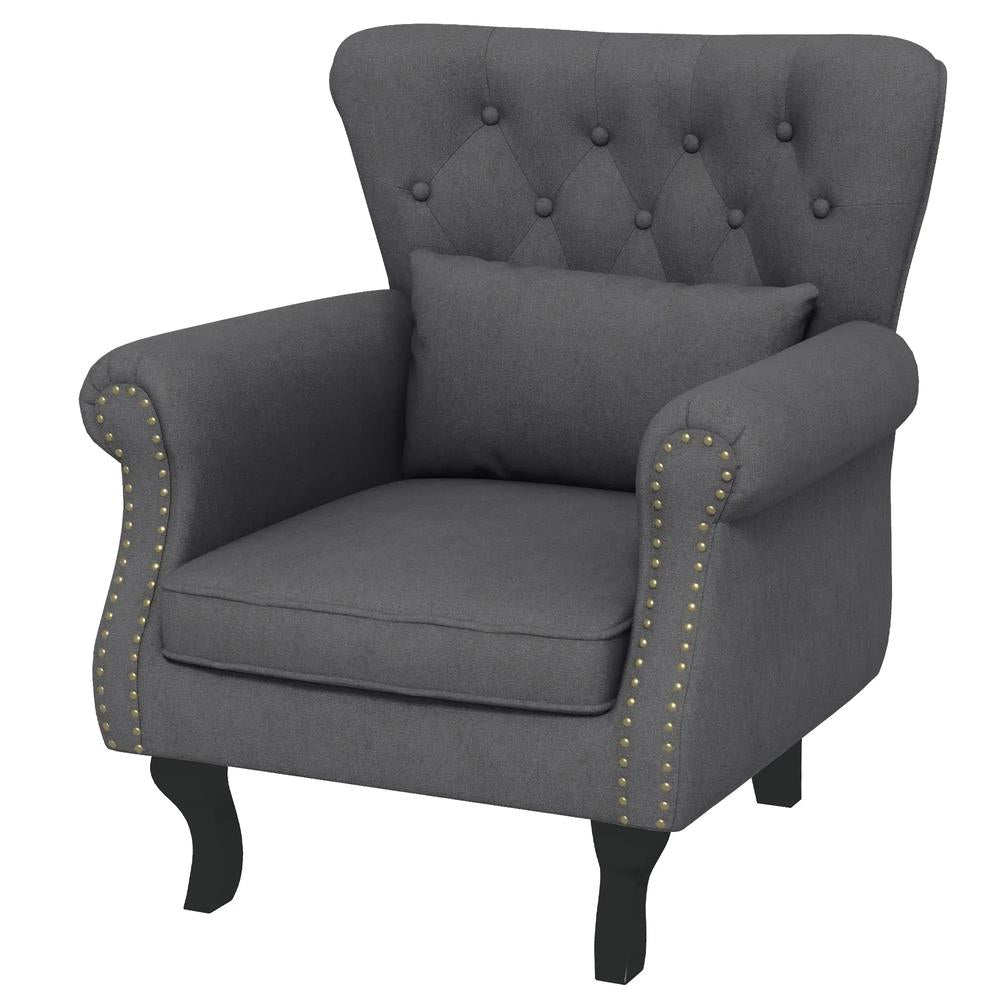 HOMCOM Chesterfield-Style Accent Chair - Grey Additional View 11