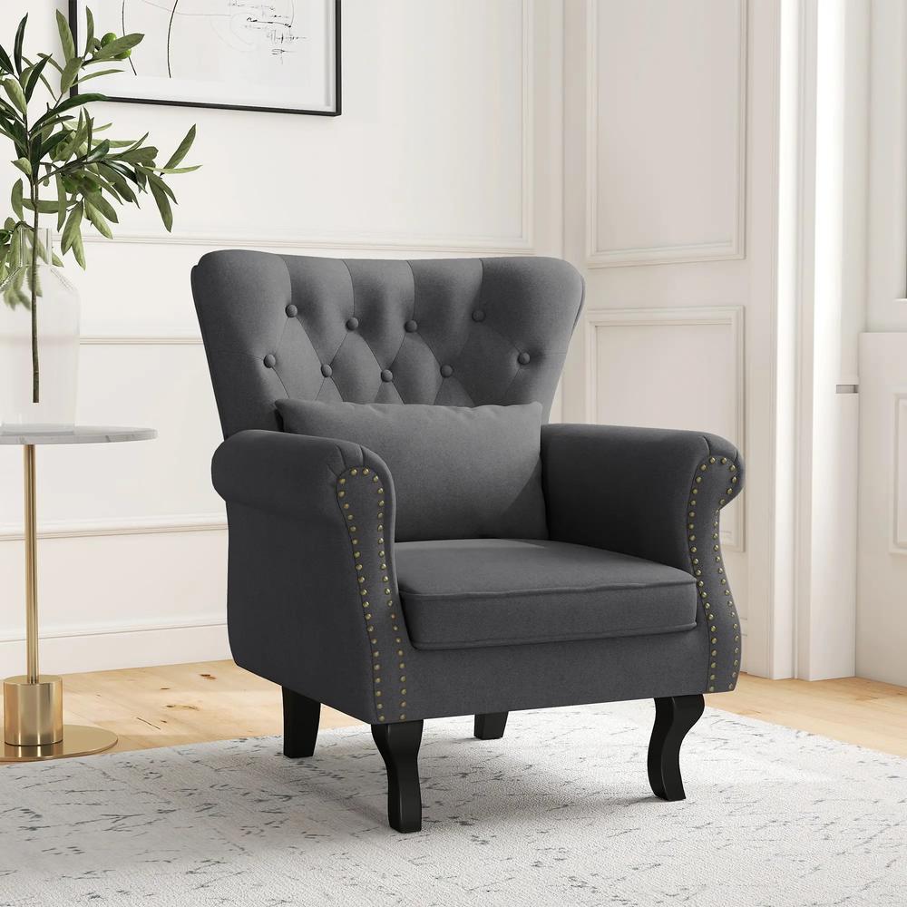HOMCOM Chesterfield-Style Accent Chair - Grey Additional View 2