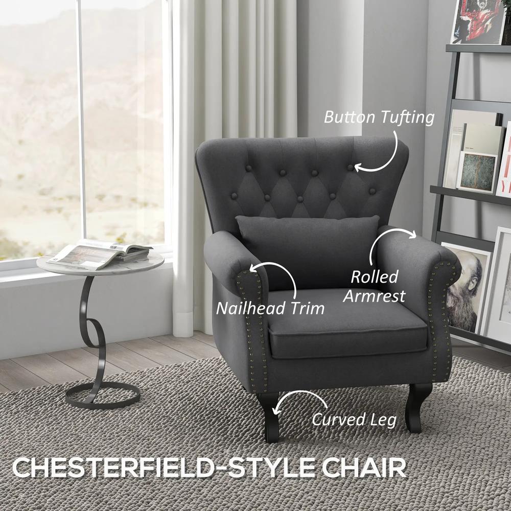 HOMCOM Chesterfield-Style Accent Chair - Grey Additional View 4