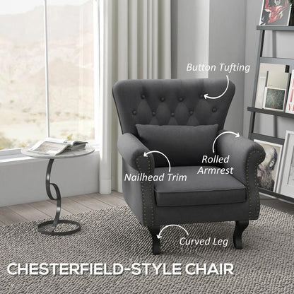 HOMCOM Chesterfield-Style Accent Chair - Grey Additional View 4