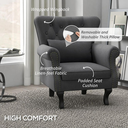 HOMCOM Chesterfield-Style Accent Chair - Grey Additional View 5