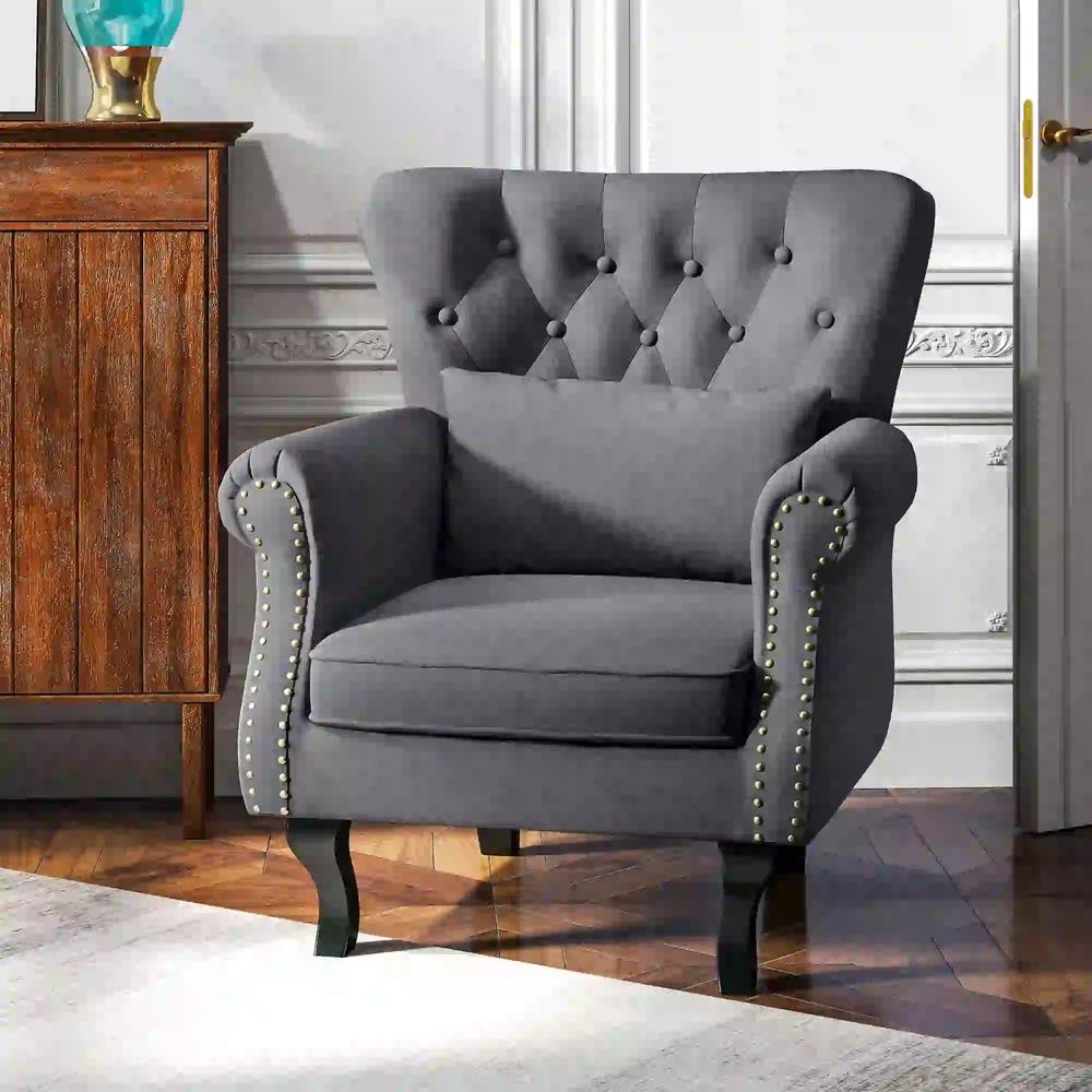 HOMCOM Chesterfield-Style Accent Chair - Grey Additional View 7