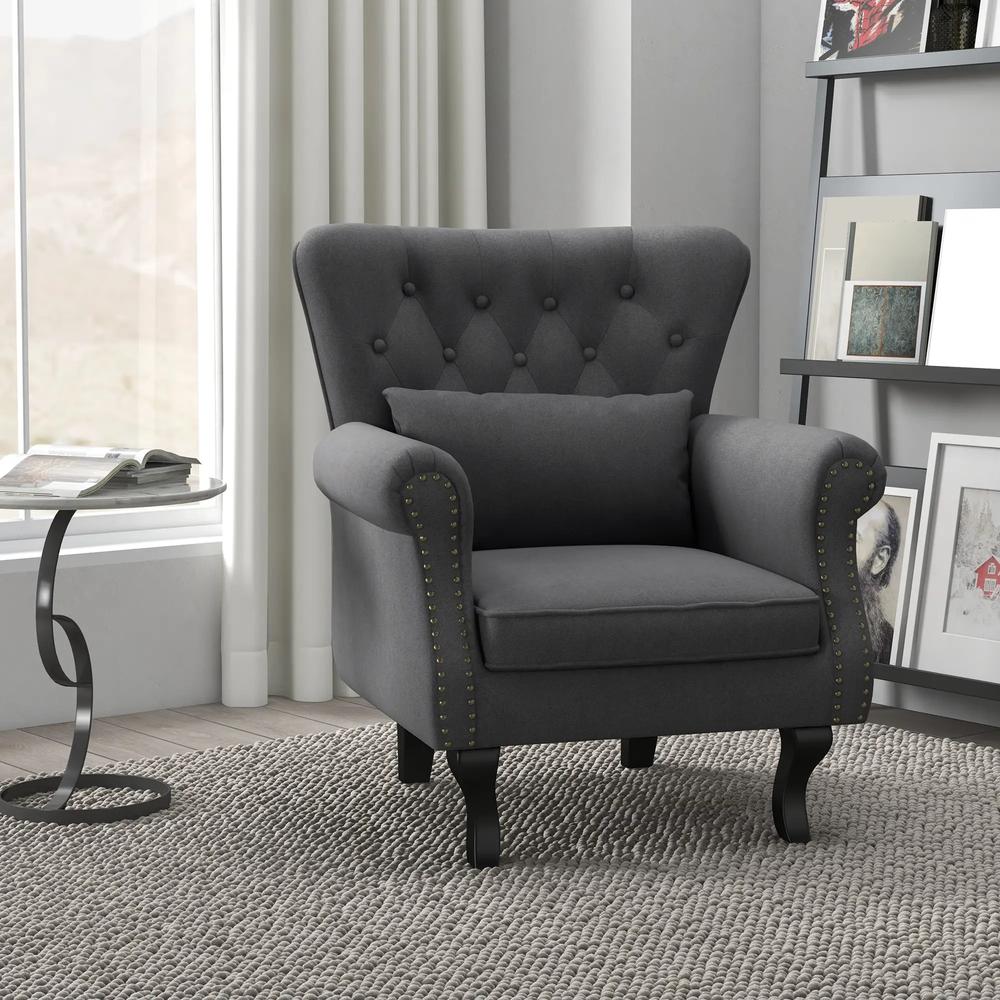 HOMCOM Chesterfield-Style Accent Chair - Grey Additional View 10