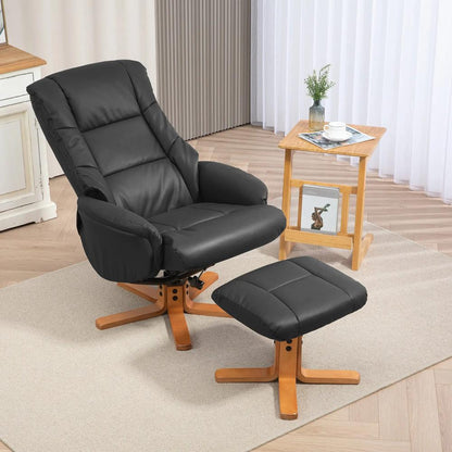HOMCOM Rocking Recliner Chair with Footstool, PU Leather Recliner Armchair with Wood Base, Upholstered Reclining Chair for Living Room Bedroom Additional View 13