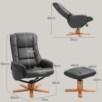 HOMCOM Rocking Recliner Chair with Footstool, PU Leather Recliner Armchair with Wood Base, Upholstered Reclining Chair for Living Room Bedroom Additional View 14