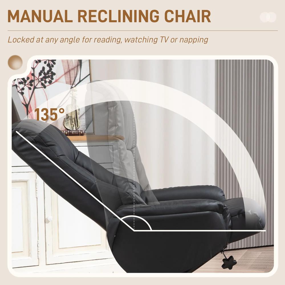 HOMCOM Rocking Recliner Chair with Footstool, PU Leather Recliner Armchair with Wood Base, Upholstered Reclining Chair for Living Room Bedroom Additional View 15