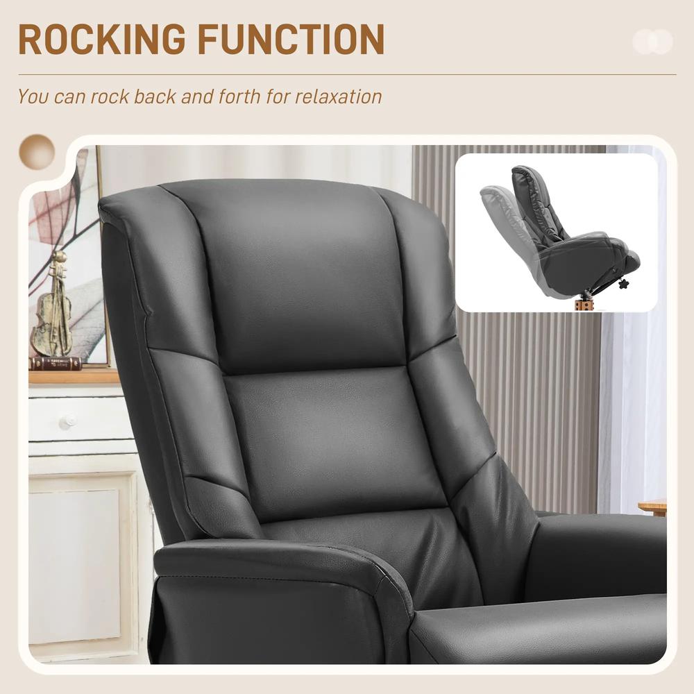 HOMCOM Rocking Recliner Chair with Footstool, PU Leather Recliner Armchair with Wood Base, Upholstered Reclining Chair for Living Room Bedroom Additional View 16