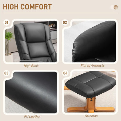 HOMCOM Rocking Recliner Chair with Footstool, PU Leather Recliner Armchair with Wood Base, Upholstered Reclining Chair for Living Room Bedroom Additional View 17