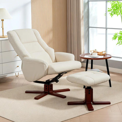 HOMCOM Rocking Recliner Chair with Footstool, PU Leather Recliner Armchair with Wood Base, Upholstered Reclining Chair for Living Room Bedroom Additional View 2