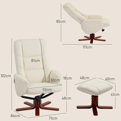 HOMCOM Rocking Recliner Chair with Footstool, PU Leather Recliner Armchair with Wood Base, Upholstered Reclining Chair for Living Room Bedroom Additional View 3