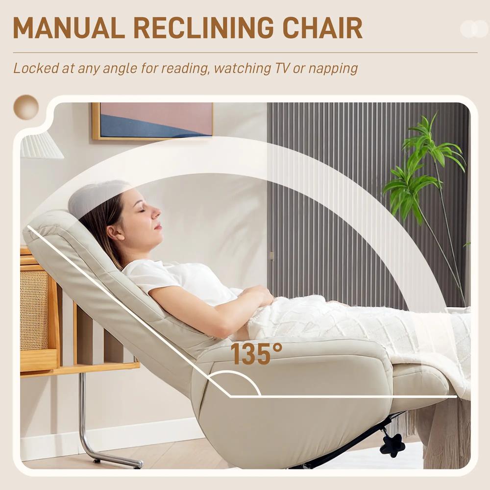 HOMCOM Rocking Recliner Chair with Footstool, PU Leather Recliner Armchair with Wood Base, Upholstered Reclining Chair for Living Room Bedroom Additional View 4