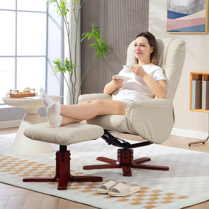HOMCOM Rocking Recliner Chair with Footstool, PU Leather Recliner Armchair with Wood Base, Upholstered Reclining Chair for Living Room Bedroom Additional View 8