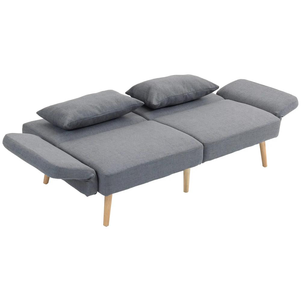 HOMCOM Two-Seater Click-Clack Sofa Bed, with Pillows - Grey Additional View 11