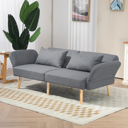 HOMCOM Two-Seater Click-Clack Sofa Bed, with Pillows - Grey Additional View 10