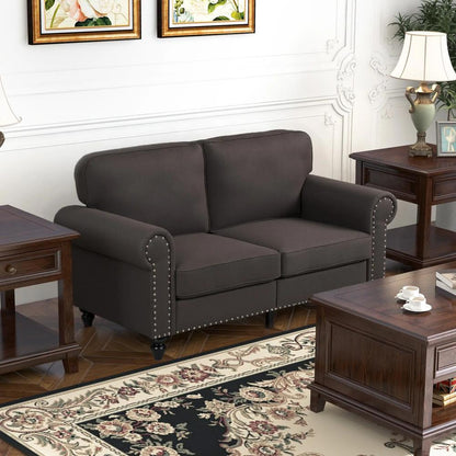 HOMCOM Two-Seater Mid-Century Sofa, with Pocket Springs - Dark Brown Additional View 2