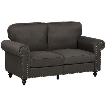 HOMCOM Two-Seater Mid-Century Sofa, with Pocket Springs - Dark Brown Additional View 11